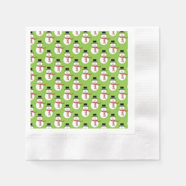 Cute Snowman with Scarf Holiday Pattern Napkin (Front)