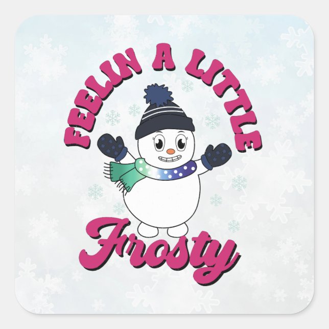 Cute Snowman With Scarf in Gay Flag Colours Square Sticker (Front)