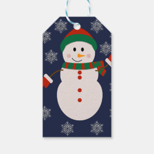 Cute Snowman with Silver Snowflakes Christmas Desi Gift Tags