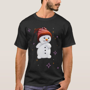 Cute Snowman with snowflakes gift for Christmas T-Shirt