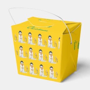 Cute snowman with stocking for christmas favour box