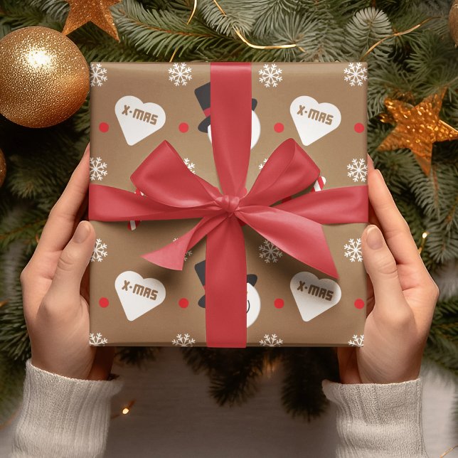 Cute Snowman Xmas Christmas Holiday Gift Kids  Wrapping Paper (Creator Uploaded)
