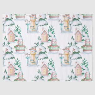 Cute Snowmen and Christmas Trees Decoupage Tissue Paper