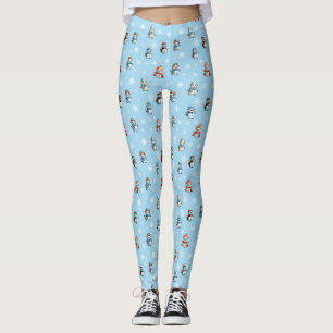 Cute Snowmen and Snowflakes Christmas Pattern Leggings