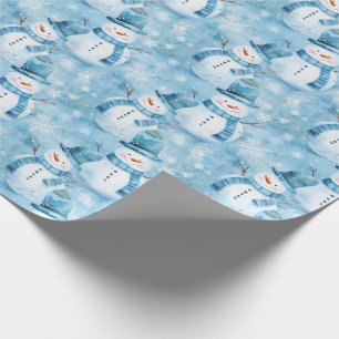 Cute Snowmen and Snowflakes Wrapping Paper