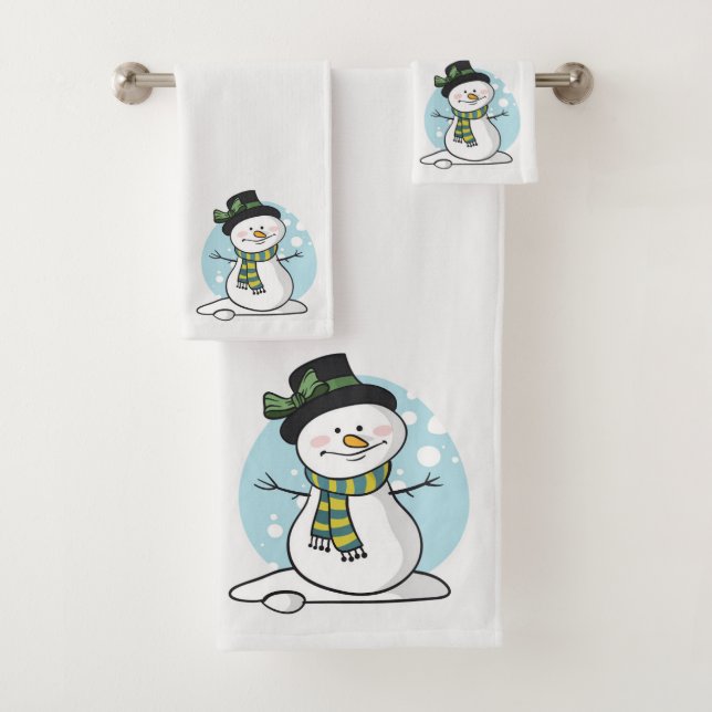 Cute Snowmen Bath Towel Set (Insitu)