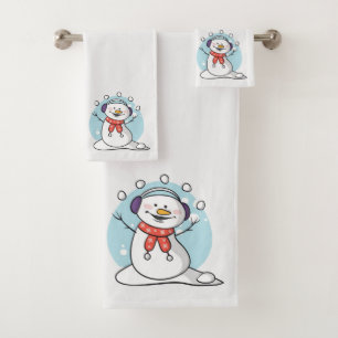 Cute Snowmen Bath Towel Set