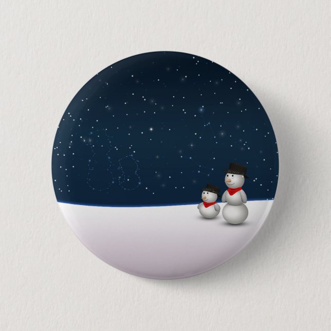 Cute Snowmen Constellation 6 Cm Round Badge (Front)