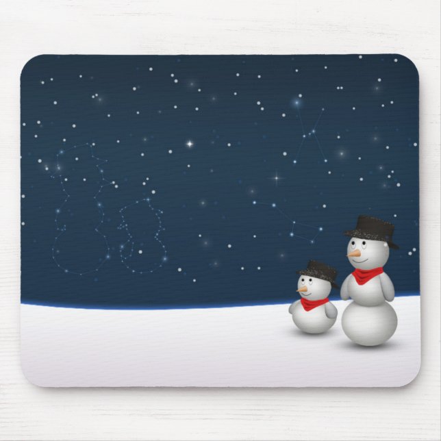 Cute Snowmen Constellation Mouse Mat (Front)