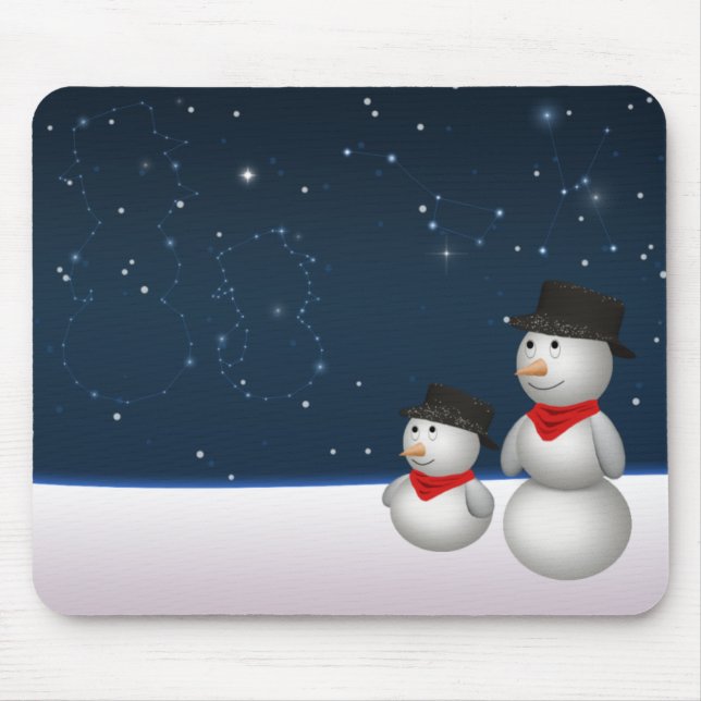 Cute Snowmen Constellation Mouse Mat (Front)