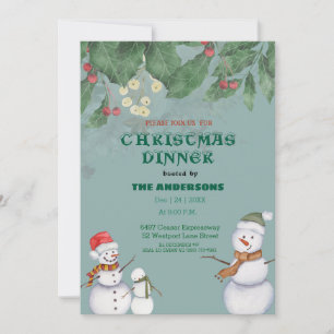 Cute Snowmen Family Christmas Invitation