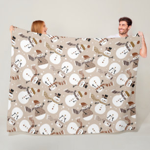 Cute Snowmen Fleece Blanket