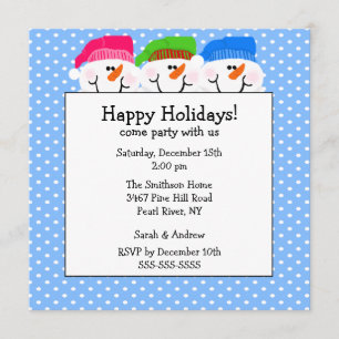 Cute Snowmen Happy Holiday Party Invitation
