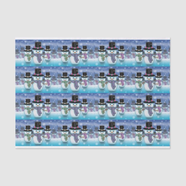 Cute Snowmen Holiday Tissue Paper (Front)