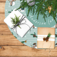 Cute snowmen in a green and white stripes