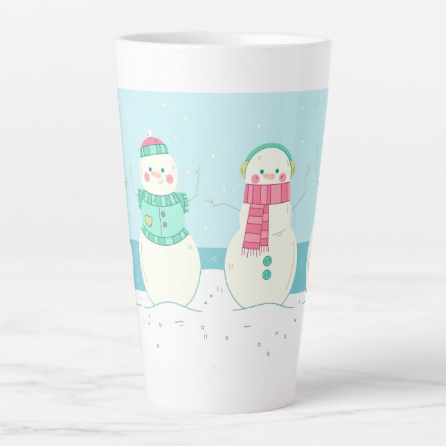 Cute Snowmen Latte Mug (Front)