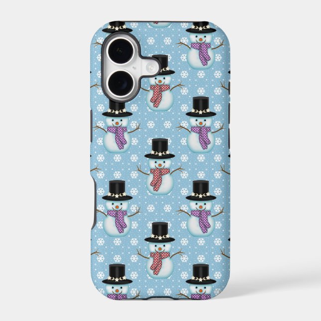 Cute Snowmen on Pale Blue Pattern (Back)