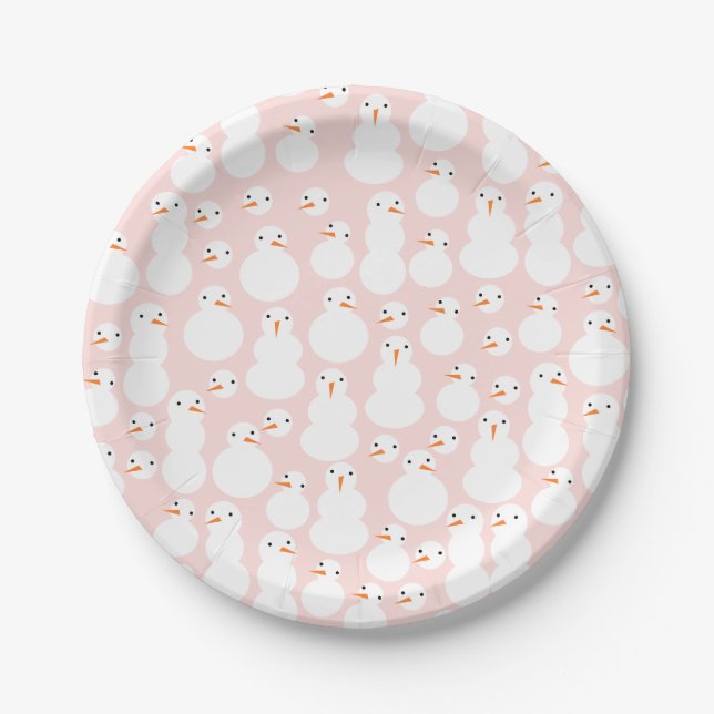 Cute Snowmen Paper Plates (Front)