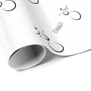 CUTE SNOWMEN Text Hug Wrapping Paper