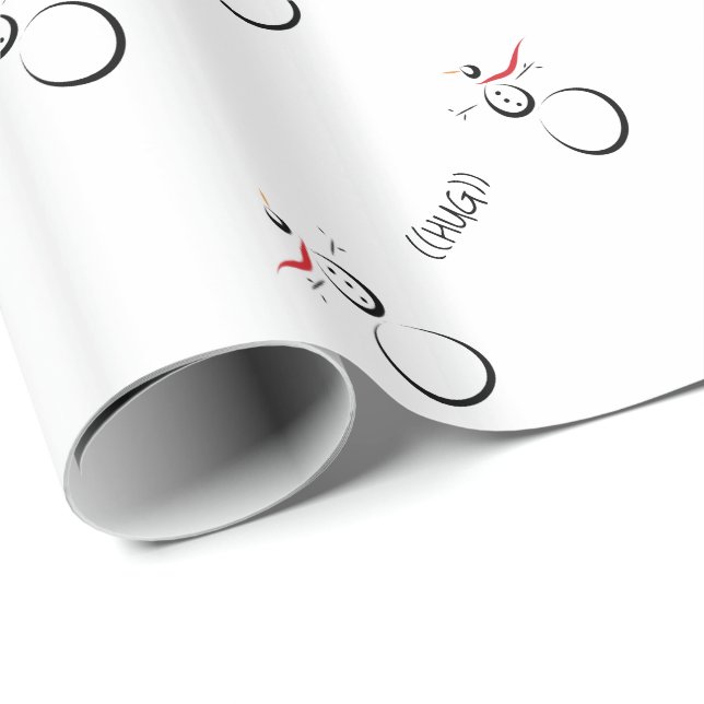 CUTE SNOWMEN Text Hug Wrapping Paper (Roll Corner)