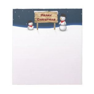 Cute Snowmen wishing Merry Christmas Notepad