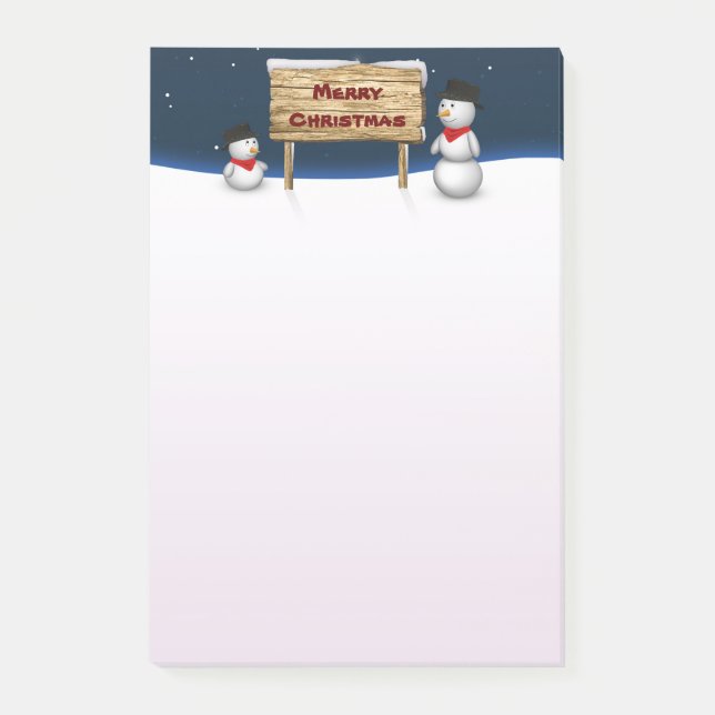 Cute Snowmen wishing Merry Christmas Post-it Notes (Front)