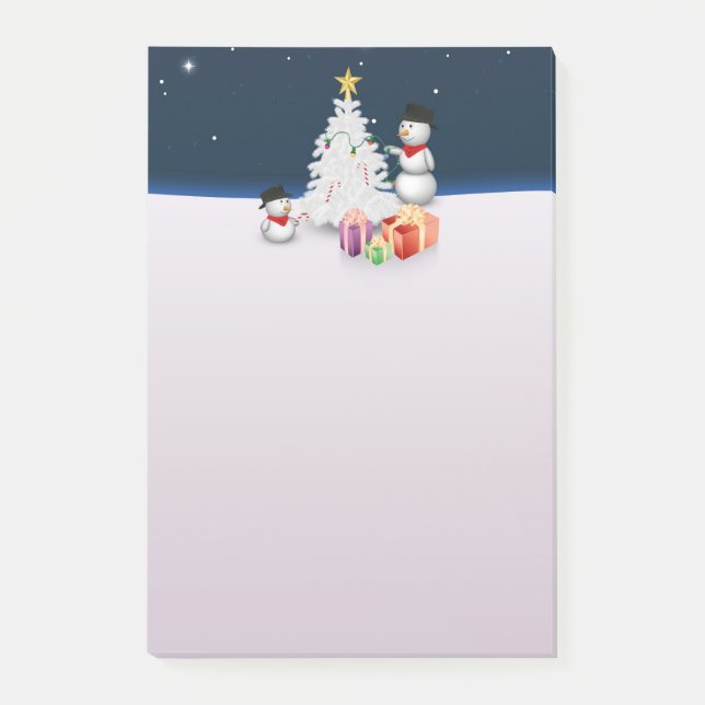 Cute Snowmen with Christmas Tree Post-it Notes (Front)