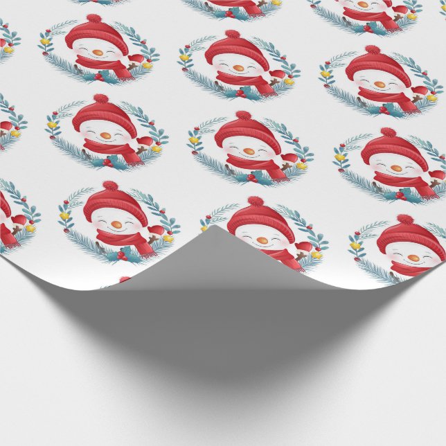 Cute Snowmen Wrapping Paper (Corner)