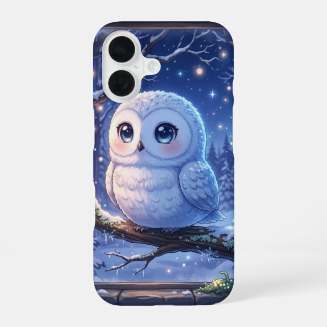 Cute Snowy Owl Winter Phone Case (Back)