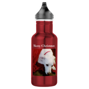 Cute Snowy White Puppy Dog Red Christmas 532 Ml Water Bottle