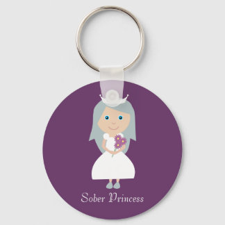 Cute Sober Princess Cartoon Character Purple Key Ring