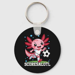 Cute Soccer Axolotl Funny Scoresalotl Xolotl Key Ring