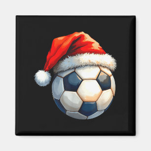 Cute Soccer Ball Christmas Santa Hat Funny Holiday Magnet