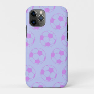 Cute Soccer Ball Pattern in Purple and Blue iPhone 11 Pro Case