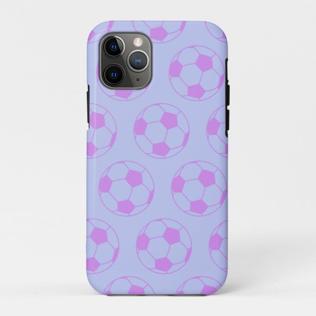 Cute Soccer Ball Pattern in Purple and Blue Case-Mate iPhone Case (Back)