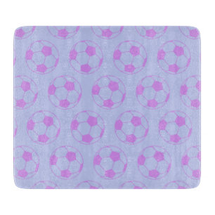 Cute Soccer Ball Pattern in Purple and Blue Cutting Board