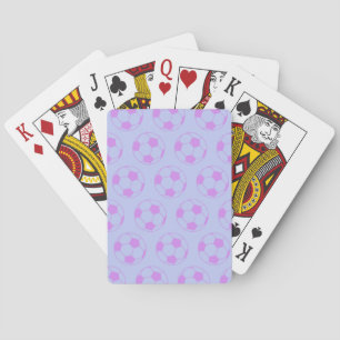 Cute Soccer Ball Pattern in Purple and Blue Playing Cards
