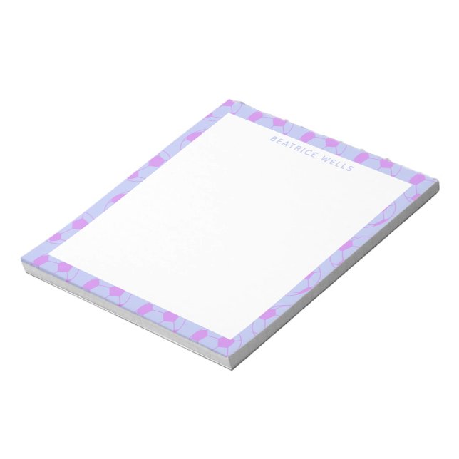 Cute Soccer Ball Pattern in Purple Personalised Notepad (Rotated)