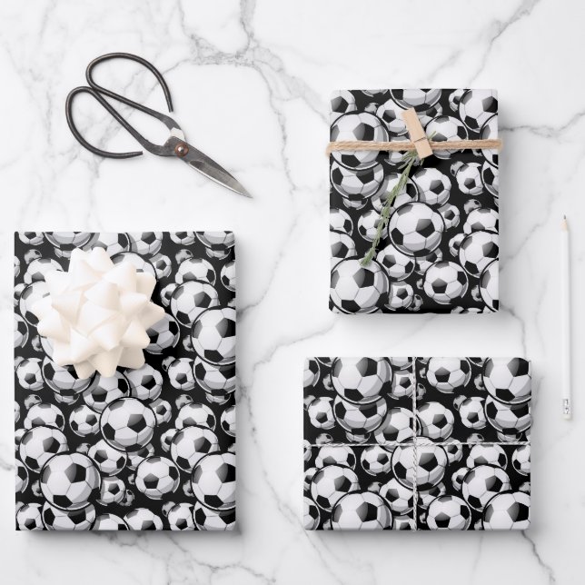 cute Soccer ball sports pattern Wrapping  Wrapping Paper Sheet (Front)