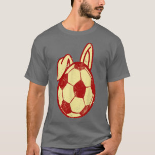 Cute Soccer Bunny Hunting Eggs Ball Soccer Player  T-Shirt