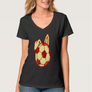 Cute Soccer Bunny Hunting Eggs Ball Soccer Player T-Shirt