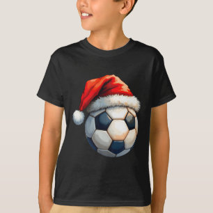 Cute Soccer Byll Christmas Santa Hat Funny Holiday T-Shirt