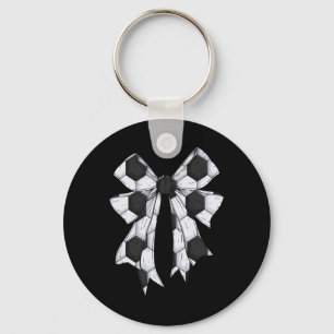 Cute Soccer Byll Coquette Bow For Women Girls Kid Key Ring
