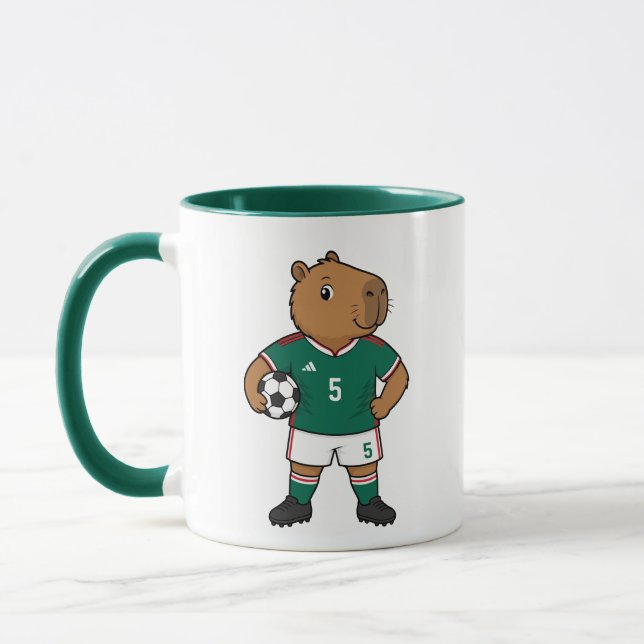 Cute Soccer Capybara Mug (Left)