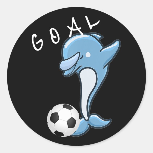 Cute Soccer Dabbing Dolphin Soccer Classic Round Sticker (Front)