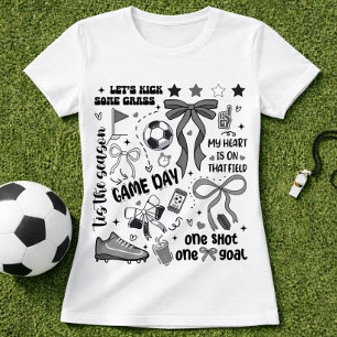 Cute Soccer Game Day Bow Coquette Collage T-Shirt