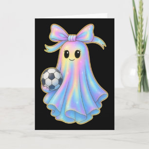 Cute Soccer Ghost Lover Pastel Halloween Coquette Card