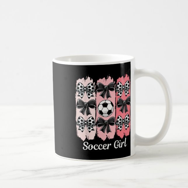 Cute Soccer Girl Coquette Bow Soccer Girl Soccer B Coffee Mug (Right)