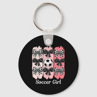 Cute Soccer Girl Coquette Bow Soccer Girl Soccer B Key Ring