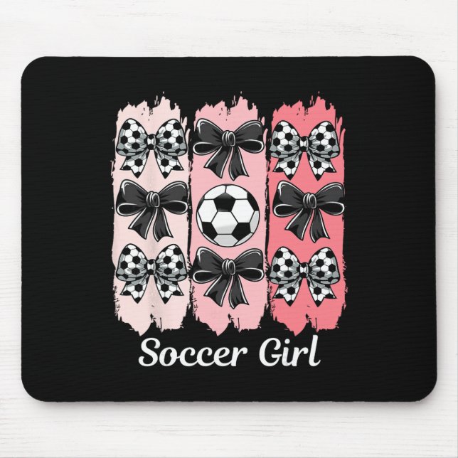 Cute Soccer Girl Coquette Bow Soccer Girl Soccer B Mouse Mat (Front)